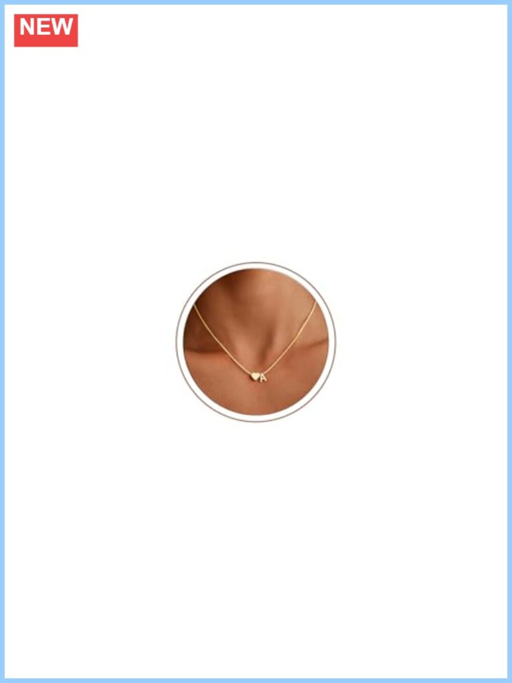 14k Gold Plated Heart Initial Necklace A-Z with Gift Box